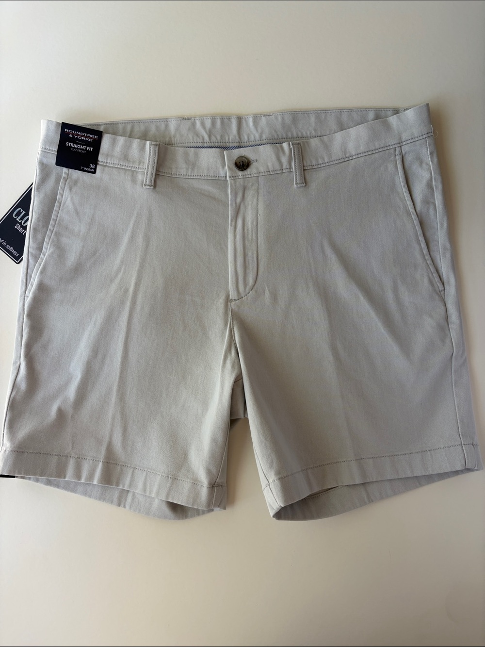 Roundtree & Yorke Men’s 7” Straight Fit The Cloud Shorts Size 38 Grey